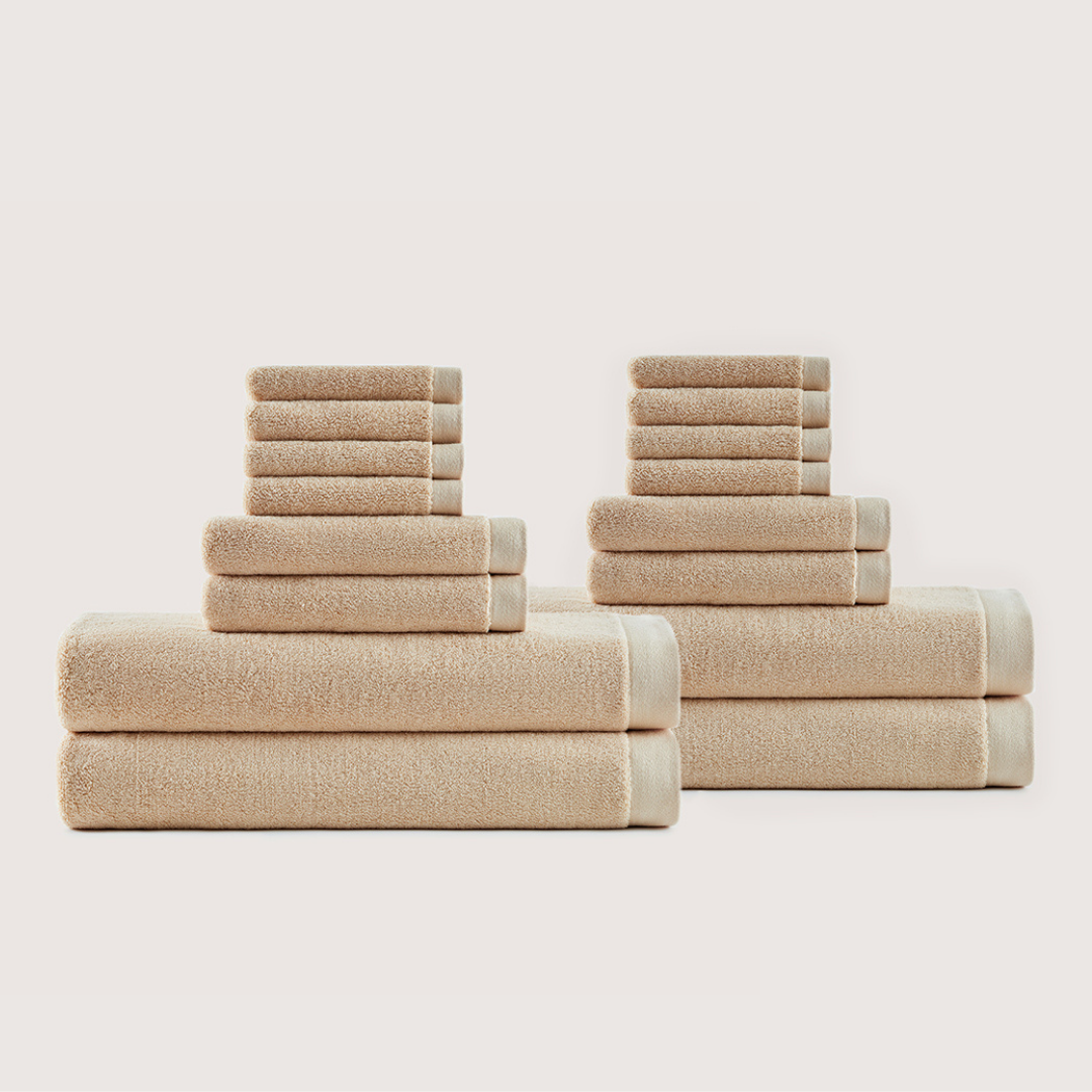 Coffret Bain en Coton Épais – Gris Charbon, 16 pièces