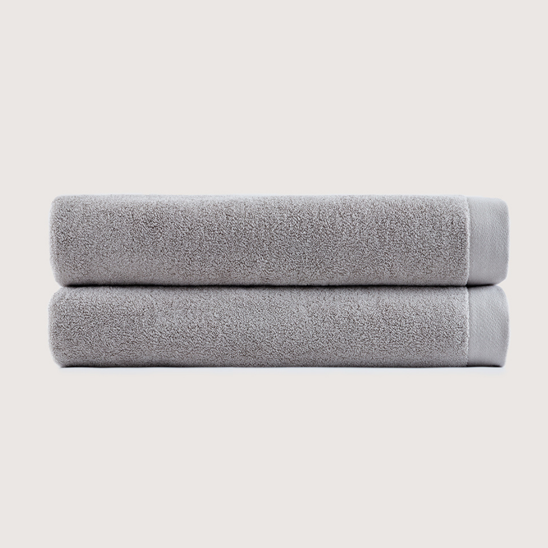 Serviettes de bain en coton lourd – Gris Pierre, lot de 2 (140×70 cm)