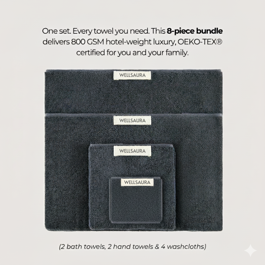 Coffret Spa en Coton Épais – Gris Charbon, 6 pièces