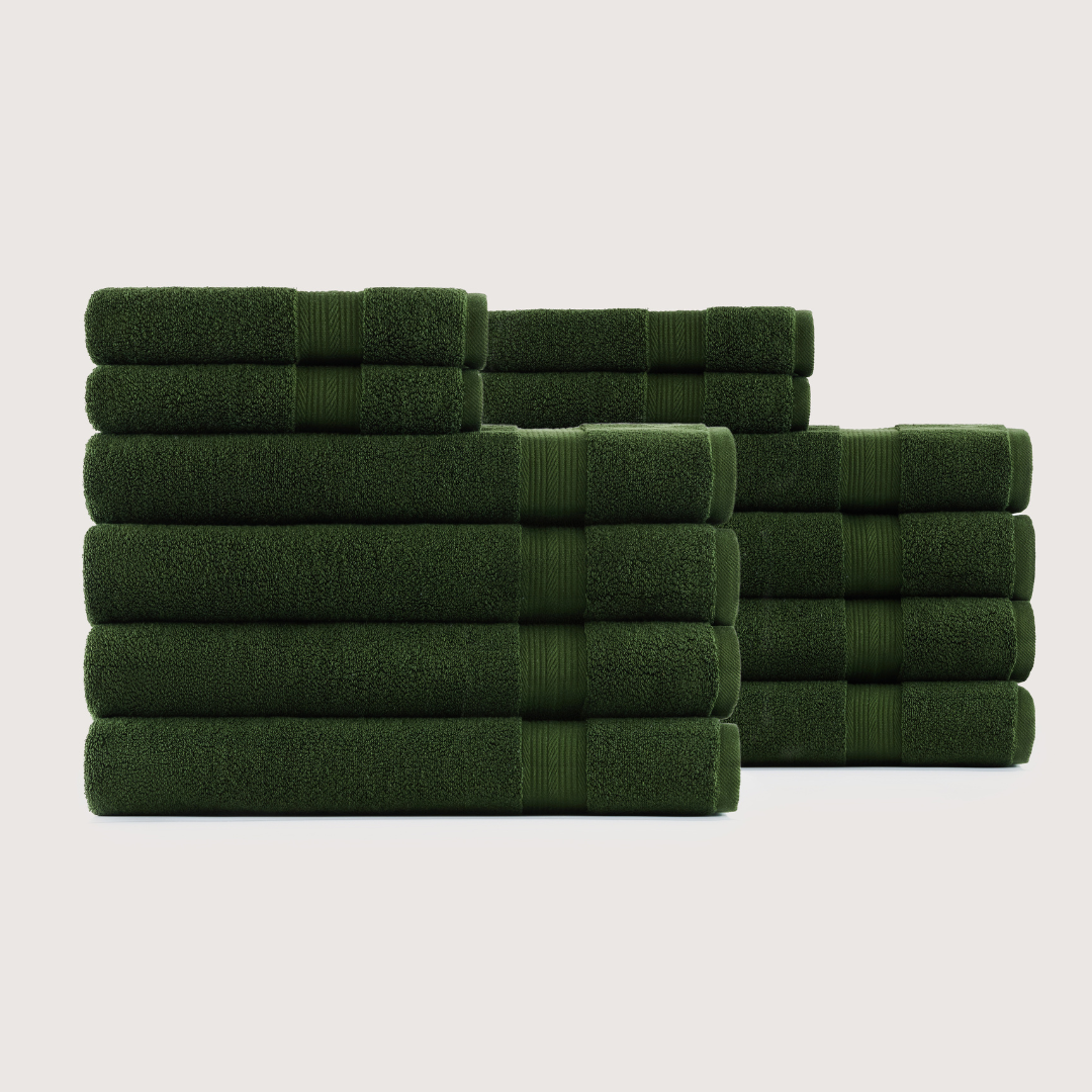 Ensemble Spa Ultra-Doux – Vert Olive, 12 pièces