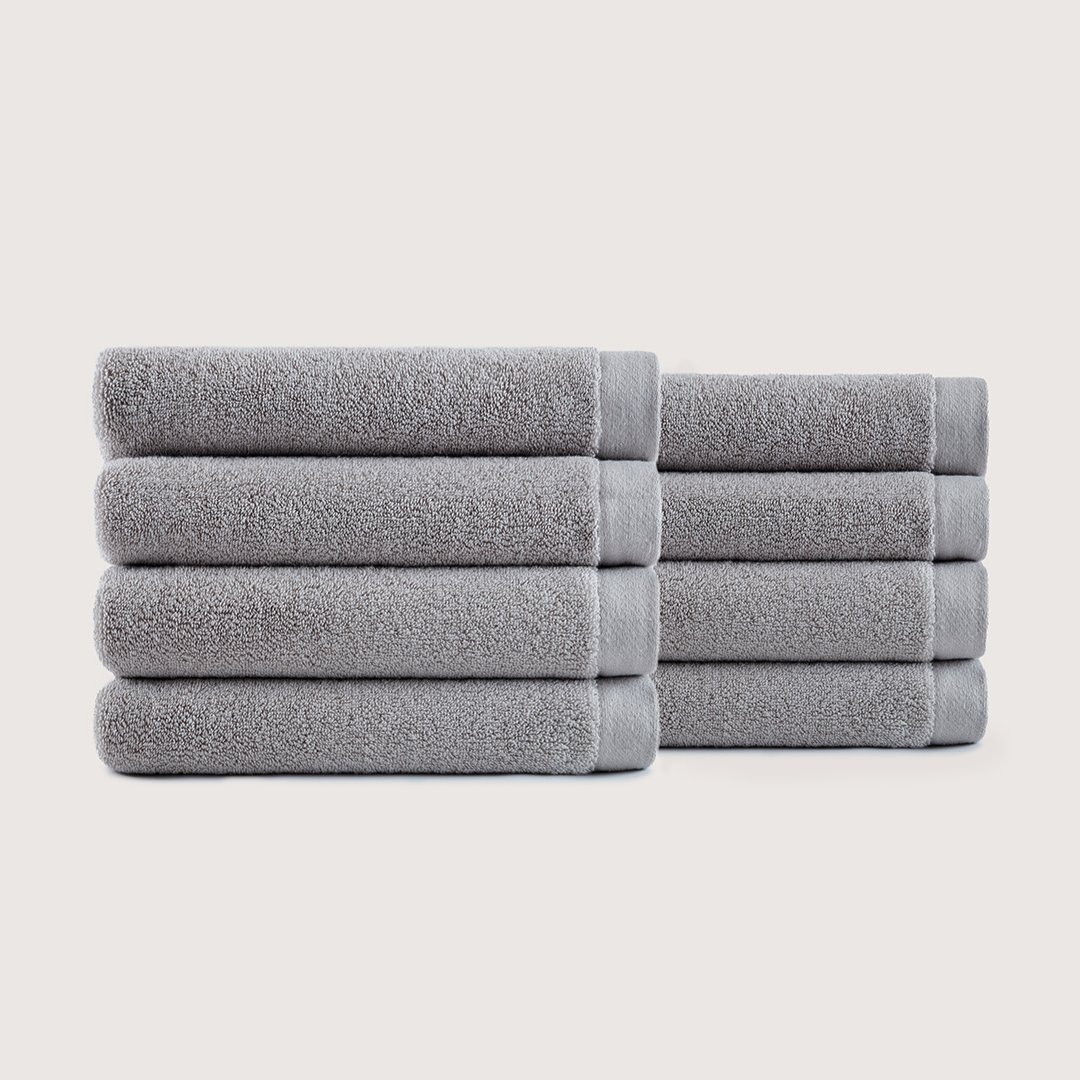 Serviettes de main en coton épais – Gris Charbon, lot de 8 (76×36 cm)