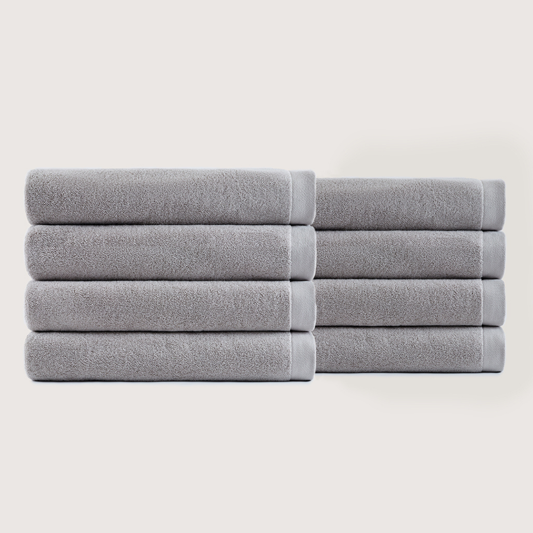 Serviettes de bain en coton épais – Gris Charbon, lot de 8 (140×71 cm)