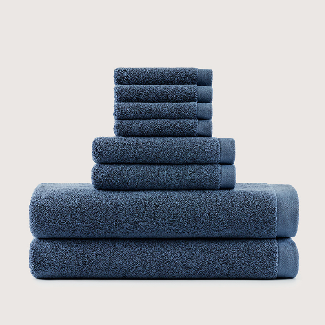 Coffret Bain en Coton Épais – Gris Charbon, 8 pièces