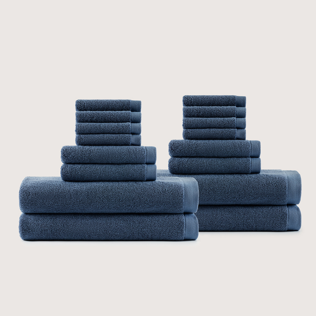 Coffret Bain en Coton Épais – Gris Charbon, 16 pièces