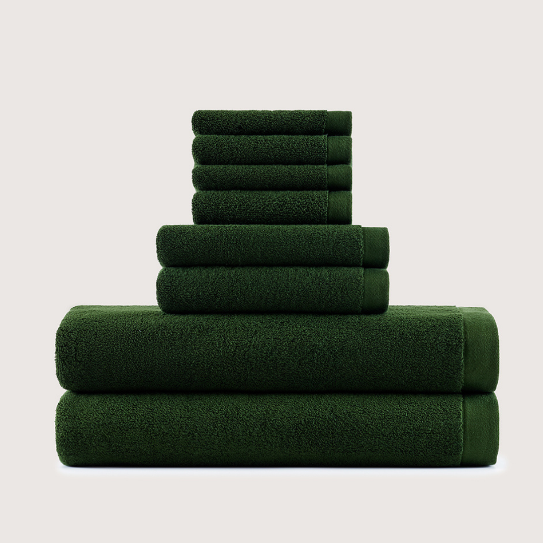 Coffret Bain en Coton Épais – Gris Charbon, 8 pièces