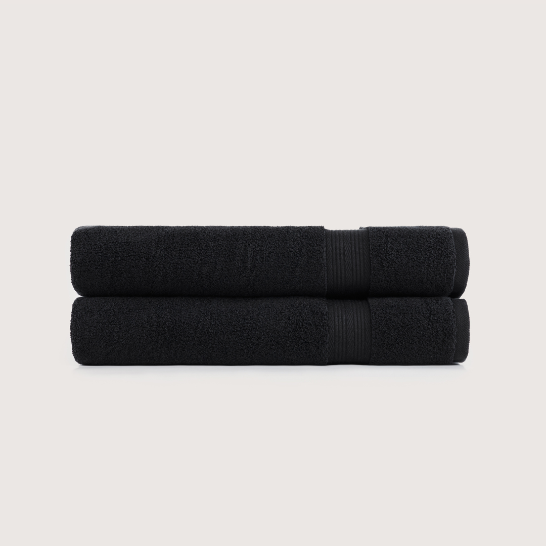 Serviettes de Bain en Coton Égyptien Ultra-Doux – Noir Nuit, 2 pièces (140 x 71 cm)
