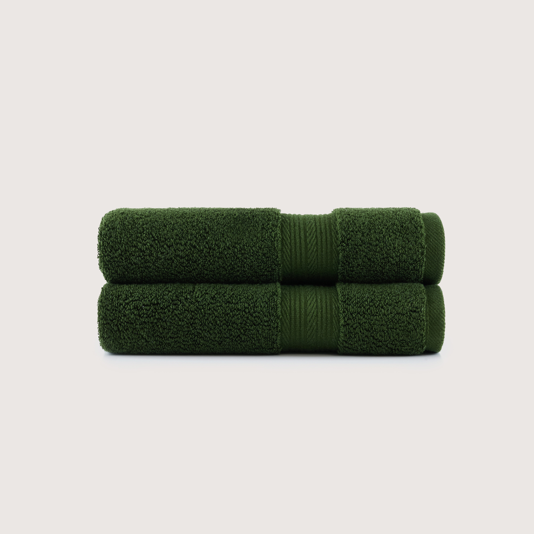 Serviettes pour les Mains en Coton Égyptien Ultra-Doux – Vert Olive, 2 pièces (76 x 36 cm)