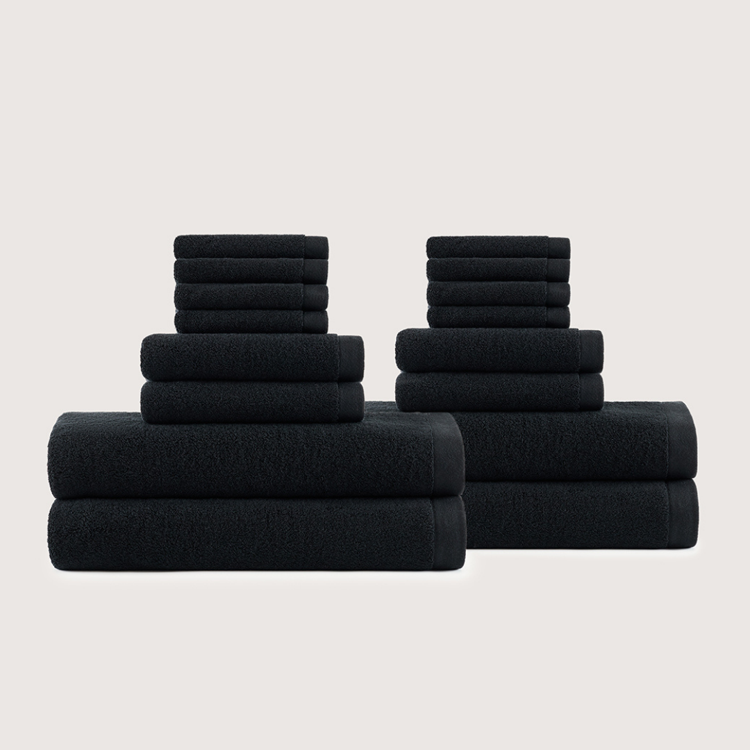 Coffret Bain en Coton Épais – Gris Charbon, 16 pièces