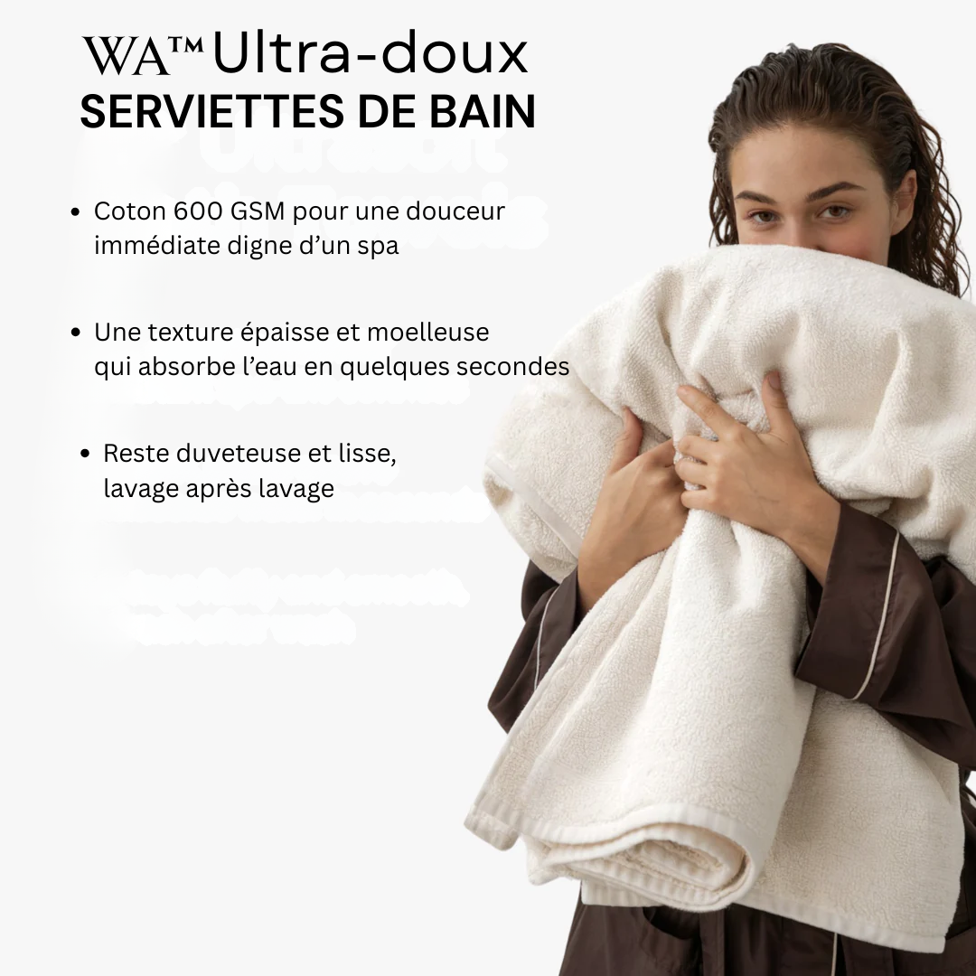 Serviettes de Bain en Coton Égyptien Ultra-Doux –  2 pièces (140 x 71 cm)